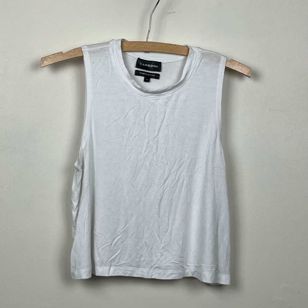 Carbon38 Womens White Muscle Tank Top Rayon Spandex CRB20507 XS